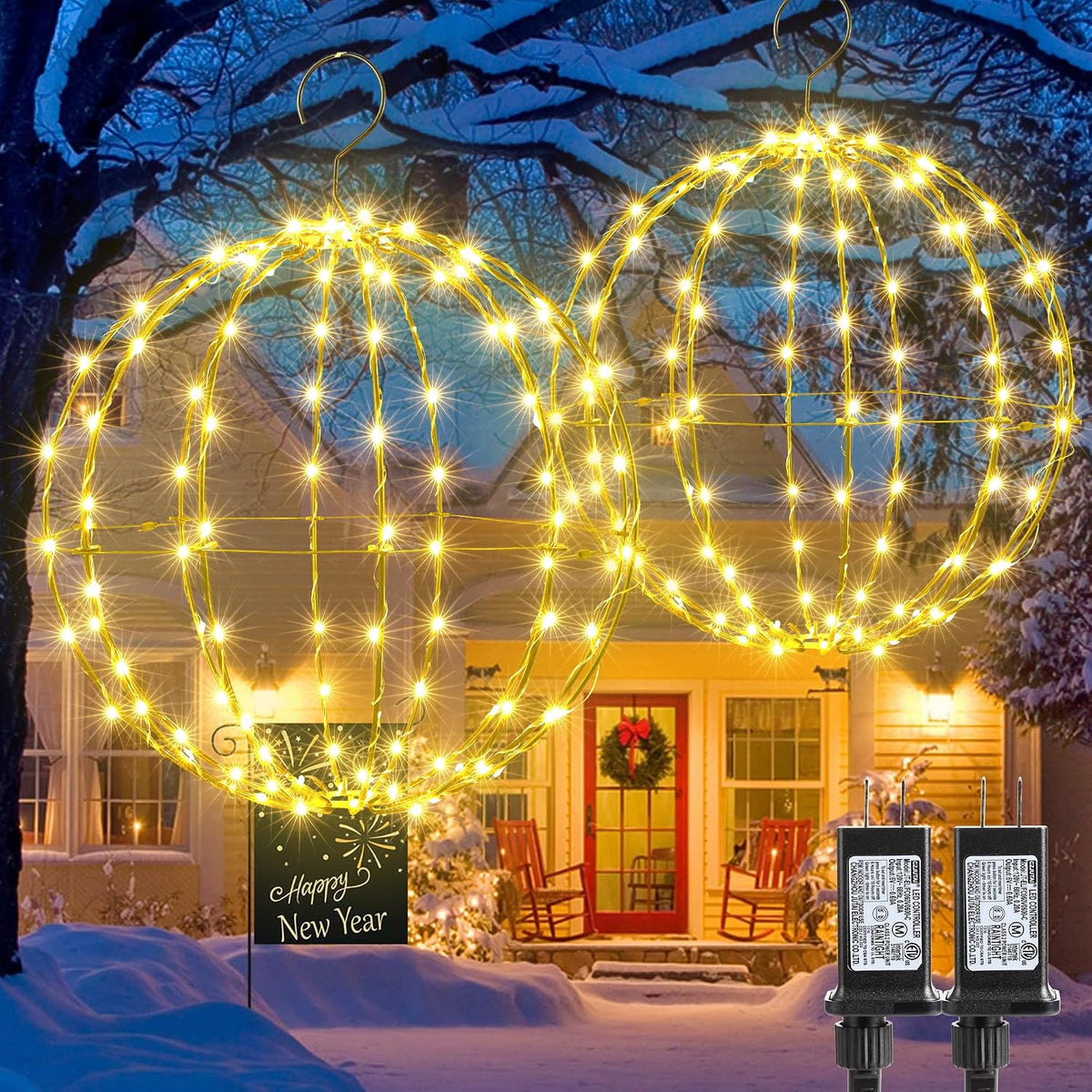 joomer plug-in christmas ball lights, 13in & 11in, main product view