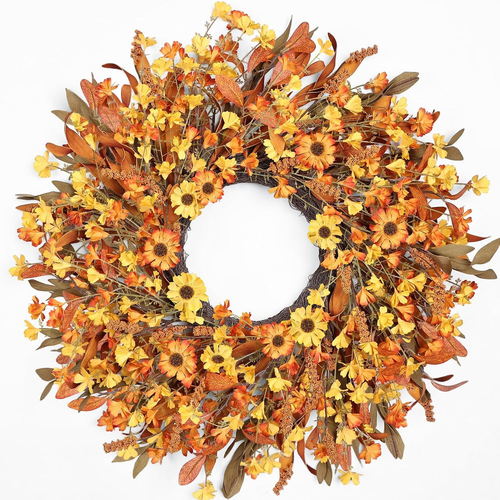 ghrdopy 24 inch fall wreath front door, artificial, main product view