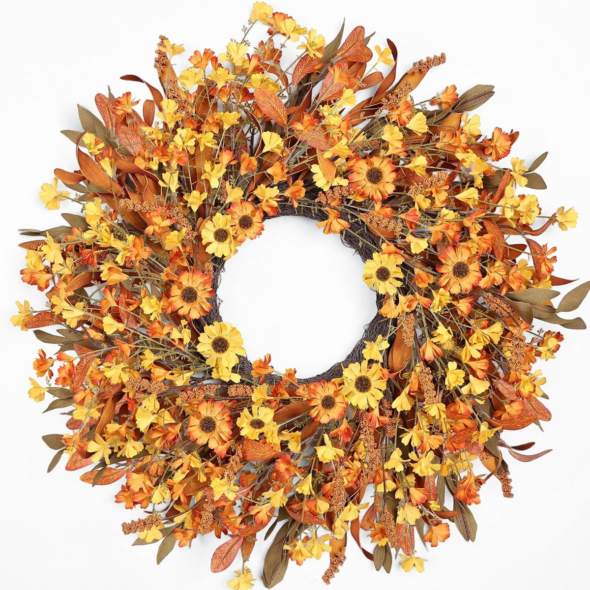 ghrdopy 24 inch fall wreath front door, artificial, main product view