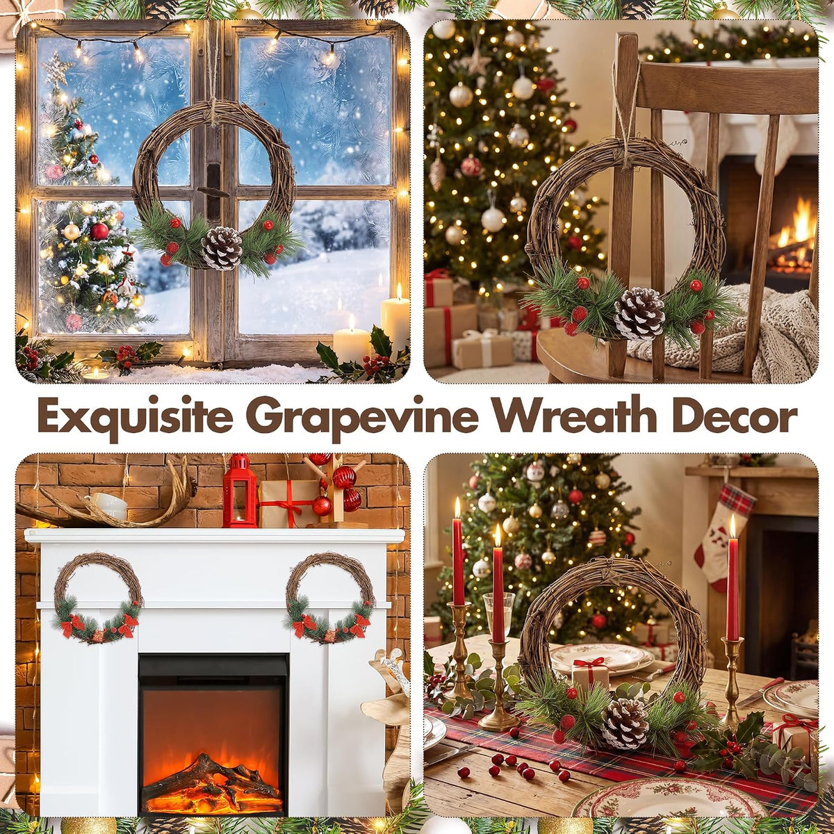 ruisita 12 pieces 8 inch grapevine wreaths vine, package contents