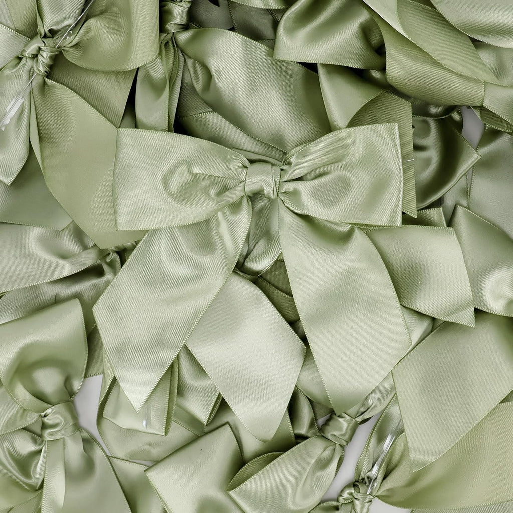 AIMUDI Sage Green Bows - 4.5" Pre-Tied Ribbon Bows for Wedding, Baby Shower, Bridal Shower & Party Favor - 36 PCs