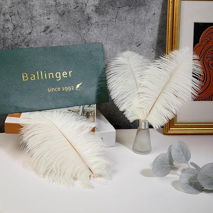 Ballinger Beige Big Ostrich Feathers - 12Pcs 14-16inch Large Ostrich Feathers for Vase,Wedding Party Centerpieces and Holiday Home Decor