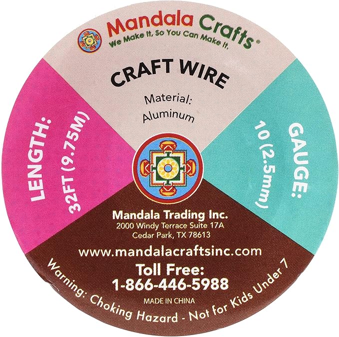 Mandala Crafts 10 Gauge Anodized Aluminum Craft Wire for Jewelry Making - 32 FT Colored Flexible Orange Wire - Bendable for Bonsai Armature Crafting Sculpting