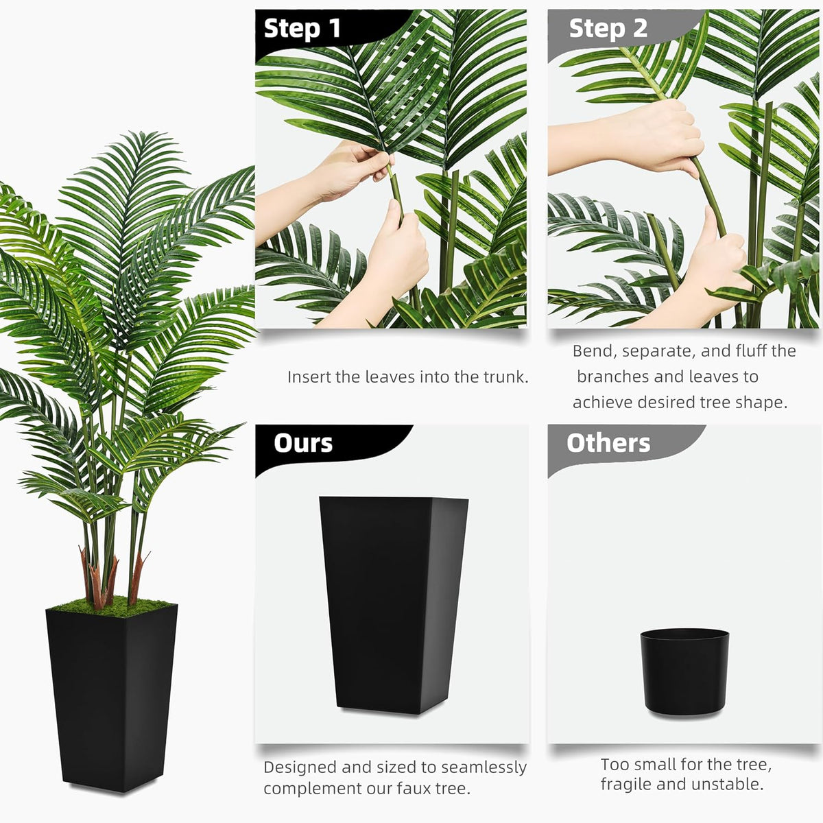 astidy artificial plant 5ft fake palm tree with showing dimensions
