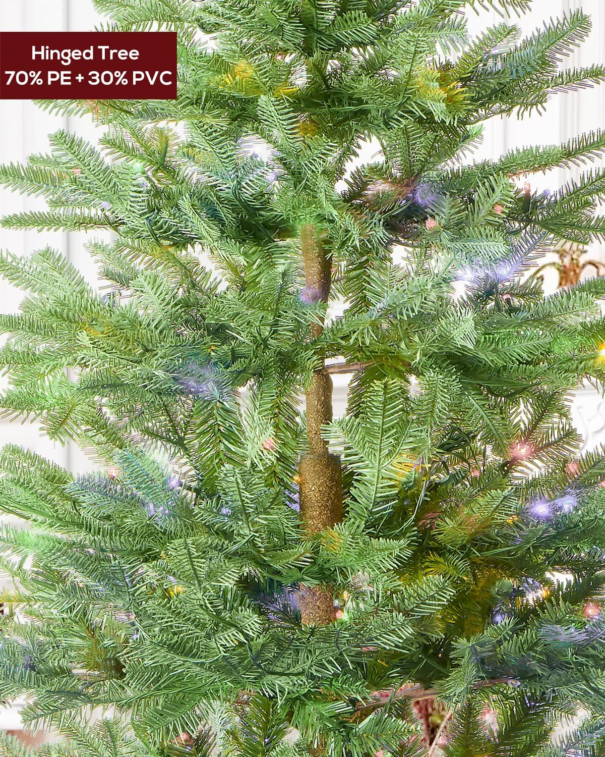 7ft pre-lit christmas tree fir with remote control, side view