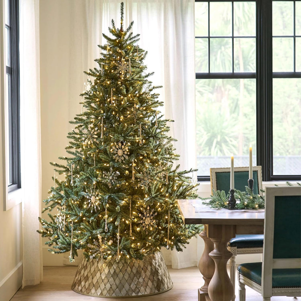 balsam hill 6.5ft pre-lit classic blue spruce shown in use