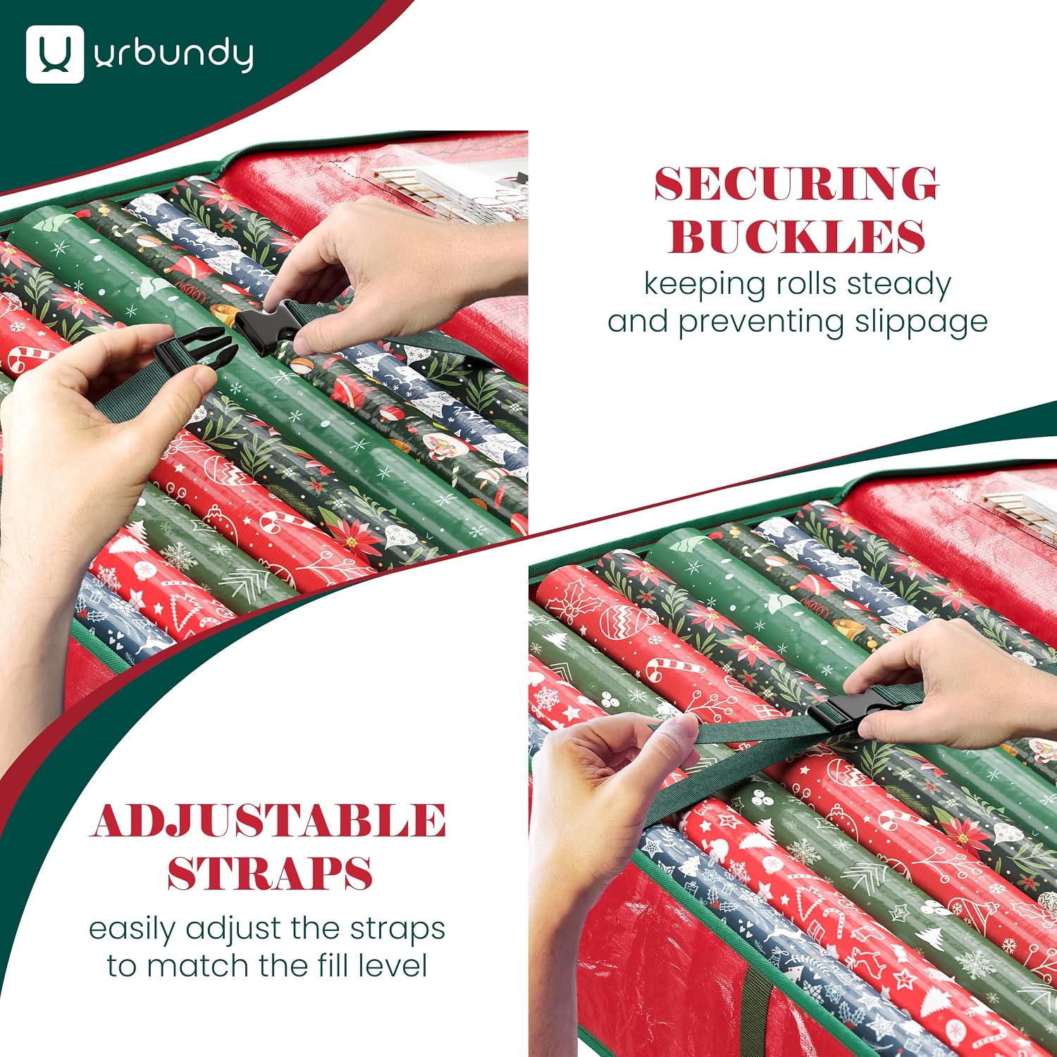 Heavy Duty Wrapping Paper Organizer Storage Bag Red - Christmas Storage Organizer For Wrapping Paper And Gift Bag Storage - Wrappings Papers Storages Container - Holiday Christmas Decorations