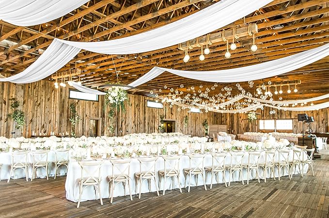 6 Panel White Wedding Drapes, 5ftx10ft Cheesecloth Sheer Fabric Curtains for Wedding Arch, Romantic Ceiling Decorations