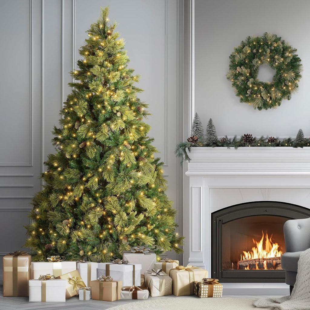 national tree company 7.5ft pre-lit carolina pine artificial, side view