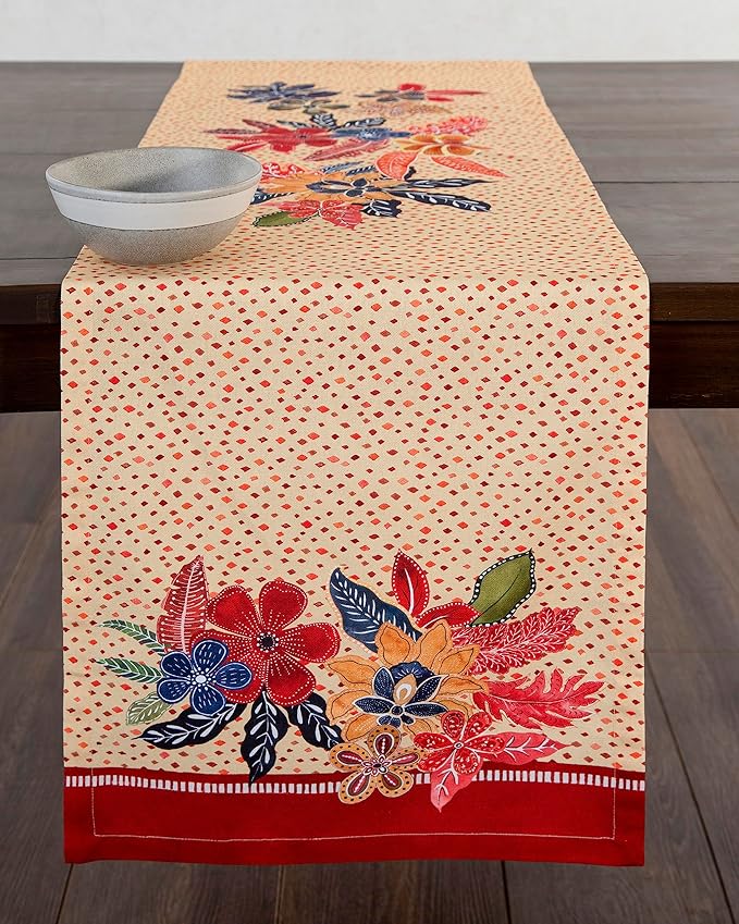 Maison d' Hermine Table Runner 100% Cotton Double Layer Table Runners 72 inches Long for Thanksgiving Christmas Decorations Home Kitchen Dining Party Wedding (Kalahari, 14.5" x 72")