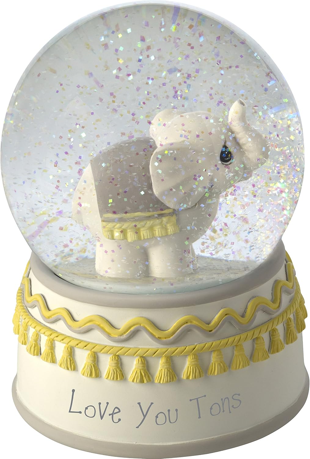Precious Moments 179303 Love You Tons Resin/Glass Elephant Musical Snow Globe, Gray Chevron