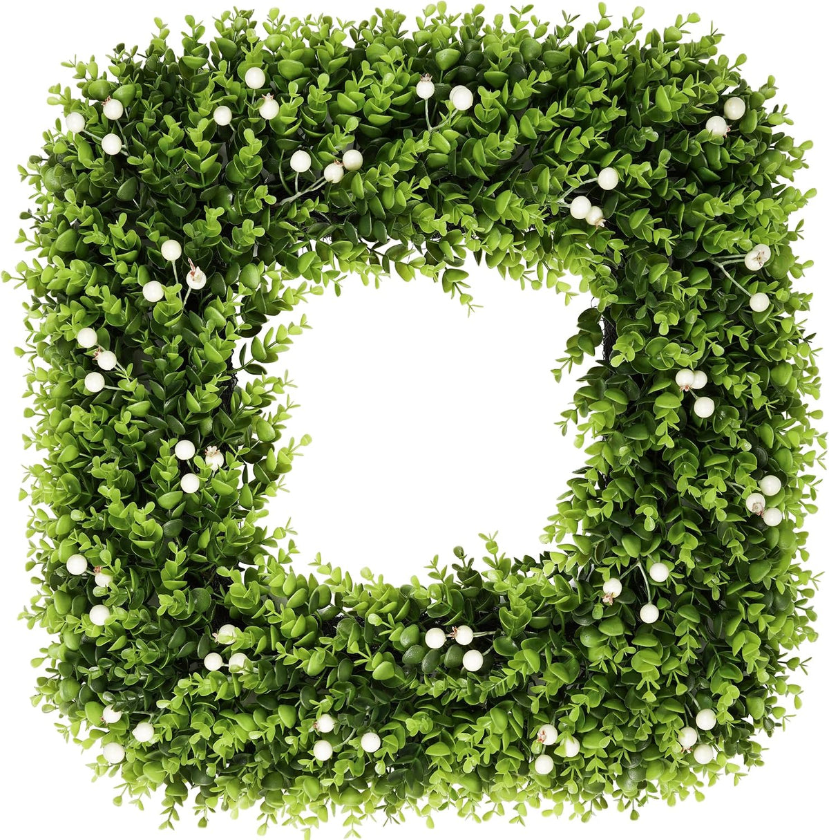20 in boxwood wreath with white berries, all, main product view