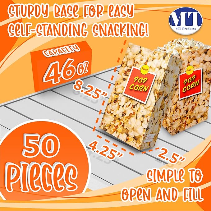 MT Products Small Popcorn Bags 1.5 oz. - Popcorn Holders for Party - Pack of 50