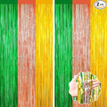 2 Pack Christmas Luau Decorations,Winter Summer Party Streamer, Green Brown Yellow Backdrop Tinsel Curtains Fringe Curtains, Metallic Hawaiian Supplies Aloha Party Decor Wedding Engagement Decorations