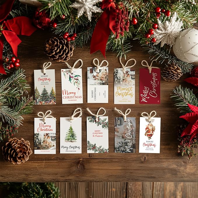 Custom Gift Tags - Personalized Hang Tags for Christmas Presents, Custom Christmas Tags