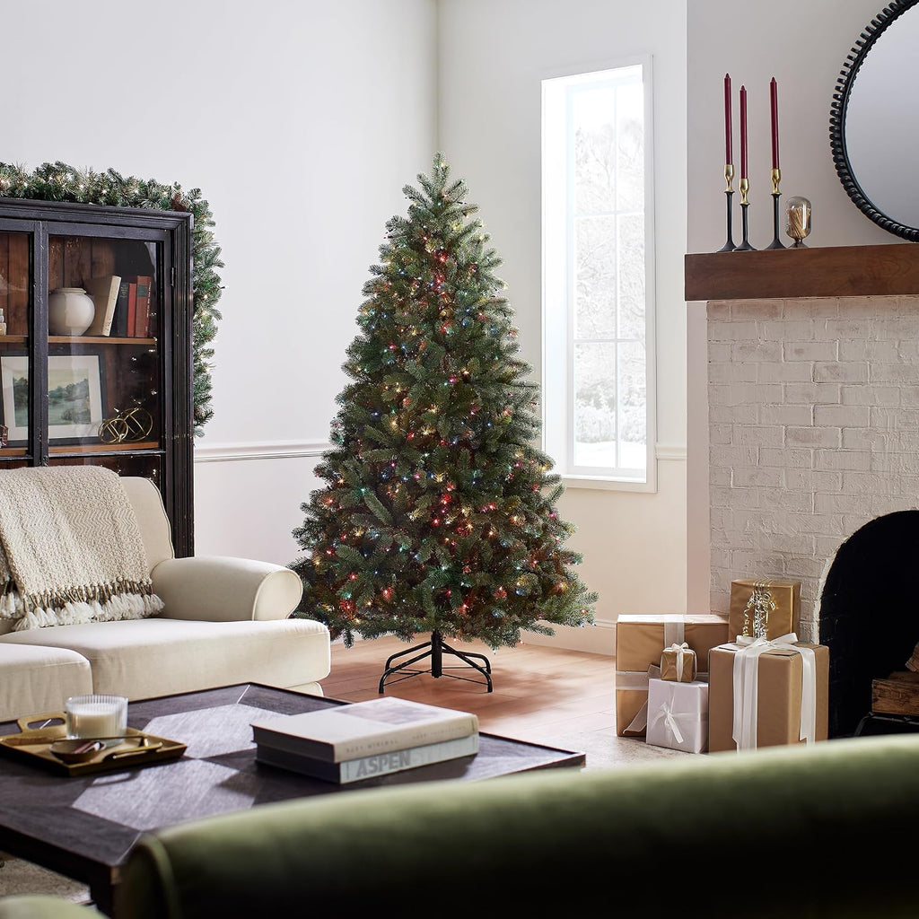 national tree company 6.5ft pre-lit downswept douglas fir, side view