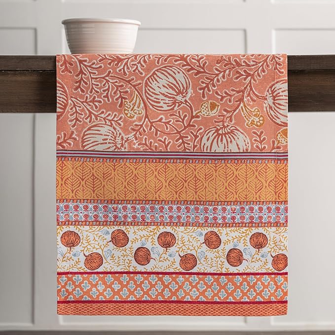 Maison d' Hermine Table Runner 100% Cotton Single Layer Table Runners 108 inches Long for Thanksgiving Christmas Decorations Home Kitchen Dining Party Wedding (Harvest Festival, 14.5" x 108")