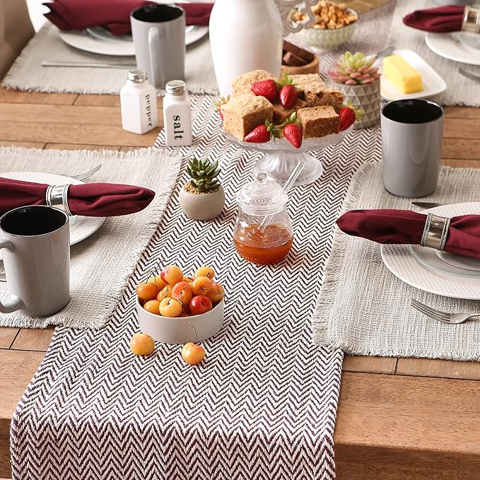 DII Woven Basic Tabletop Collection, Chevron Table Runner, 15x72, Eggplant