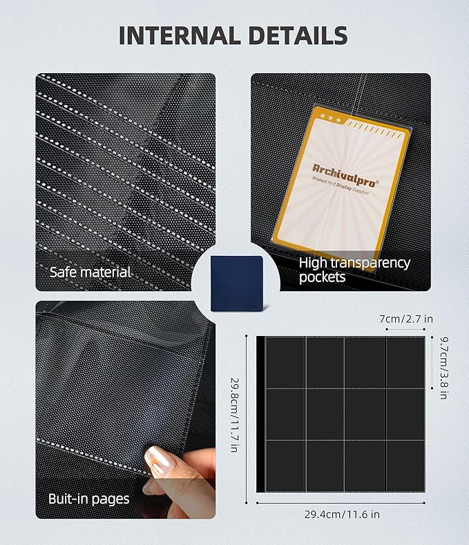 12 Pockets Premium Card Binder 480 Cards Trading Card Binders Side Load Card Storage Display Album(12 Pocket 480 Card Slot,Blue)