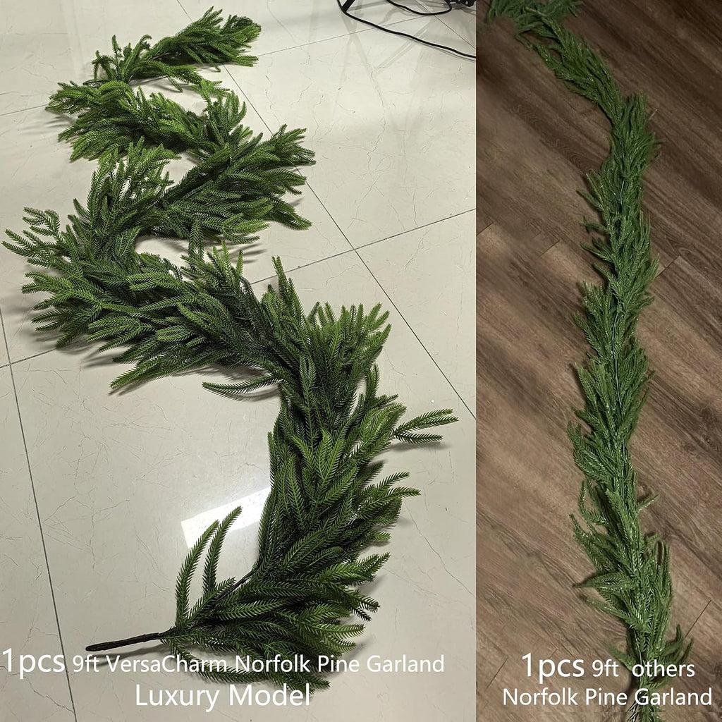 12ft (2pcs 6ft) extra full christmas garland real, front angle view