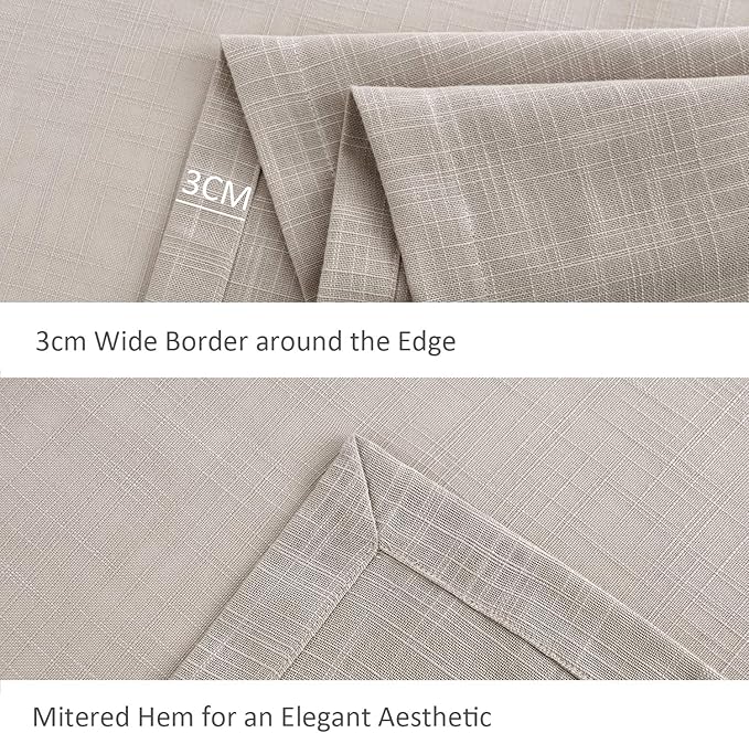 maxmill Lux Faux Linen Table Cloth with Slubby Texture Wrinkle Resistant Anti-Shrink Soft Tablecloth for Kitchen Dining Tabletop for Buffet Banquet Parties Event Dinner Rectangle 52 x 70 Inch Natural