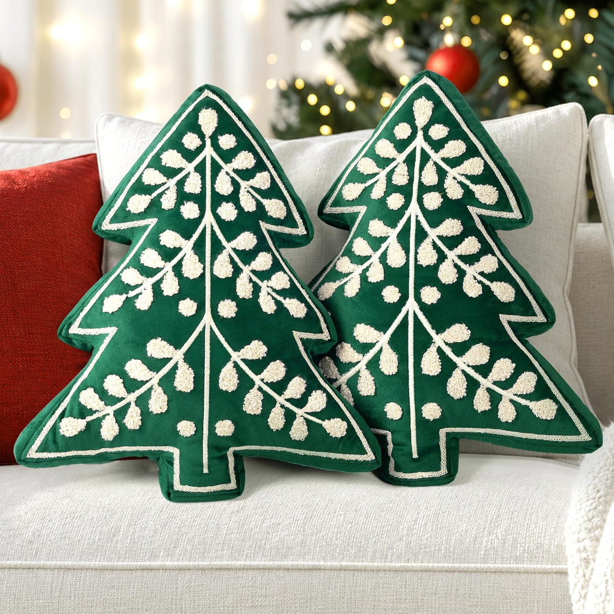 aels embroidered 18.5" merry christmas tree decorative throw, main product view