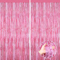 Pink Party Decorations, 2Pack Glitter Pink Backdrop, Metallic Tinsel Backdrop Fringe Curtains Backdrop Curtains, Photo Backdrop Party Supplies Wedding Engagement Christmas Birthday Party Decorations