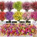 SHareconn 24 Bundles Artificial Flowers for Outdoors Decoration, Faux Plants Fake Silk Colorful Daisy Eucalyptus Lavender, UV Resistant for Outside Home Porch Patio Indoor Spring Decor, Mix 5 Colors