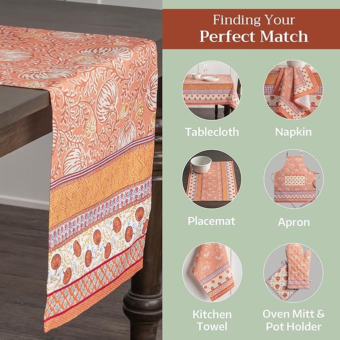 Maison d' Hermine Table Runner 100% Cotton Double Layer Table Runners 108 inches Long for Thanksgiving Christmas Decorations Home Kitchen Dining Party Wedding (Harvest Festival, 14.5" x 108")