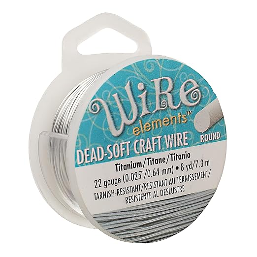 The Beadsmith Wire Elements Craft Wire – Tarnish Resistant, Soft Temper, Round, Titanium Color – 0.64mm, 22 Gauge, 8 Yard Spool – Jewelry Making, Wire Wrapping, Floral, & Other DIY Crafts