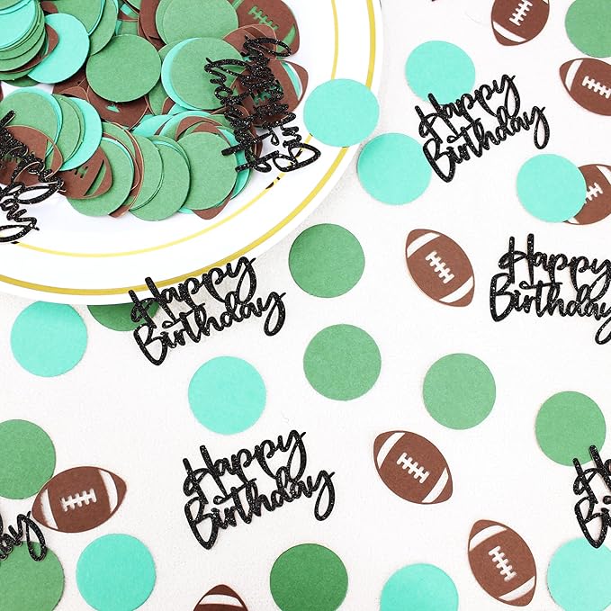 250PC Football Happy Birthday Confetti,Football Birthday Party Decorations,Football Confetti for Baby Boy First Birthday/Men Birthday