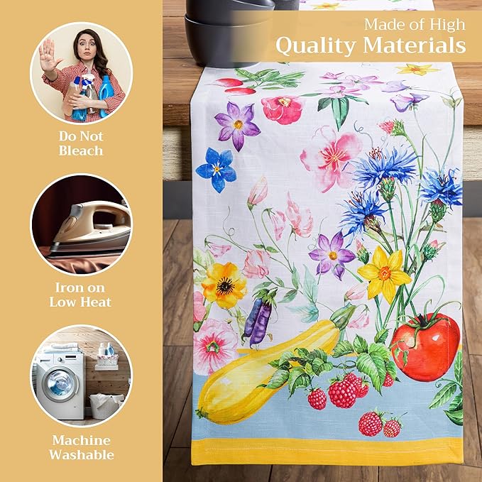 Maison d' Hermine Table Runner 100% Cotton Single Layer Table Runners 108 inches Long Decorative for Home Kitchen Dining Party Baby Shower Wedding Bridal Shower Spring Summer (Giverny, 14.50" x 108")