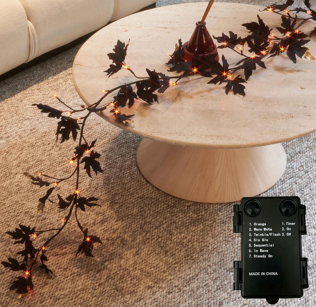 birchlitland halloween black maple garland with lights timer, package contents
