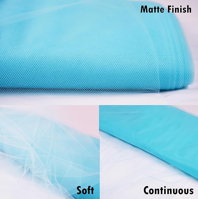 Craft And Party, Fabric Tulle 54" by 40 Yards (120 ft) Light Blue Fabric Tulle Bolt for DIY Tutu Skirt, Wedding and Decoration (Light Blue)