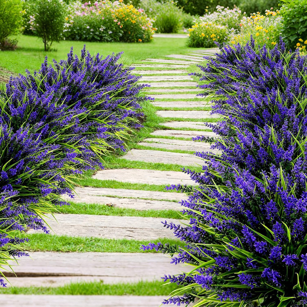48 bundles artificial lavender flowers outdoor uv resistant on a desk or shelf