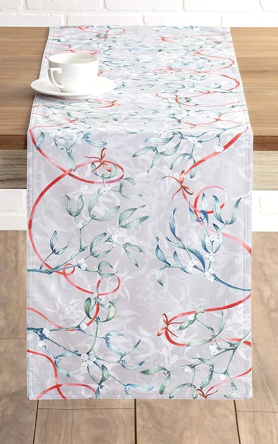 Maison d' Hermine Table Runner 100% Cotton Double Layer Table Runners 108 inches Long for Thanksgiving Christmas Decorations Home Kitchen Dining Party Wedding (Enora, 14.5" x 108")