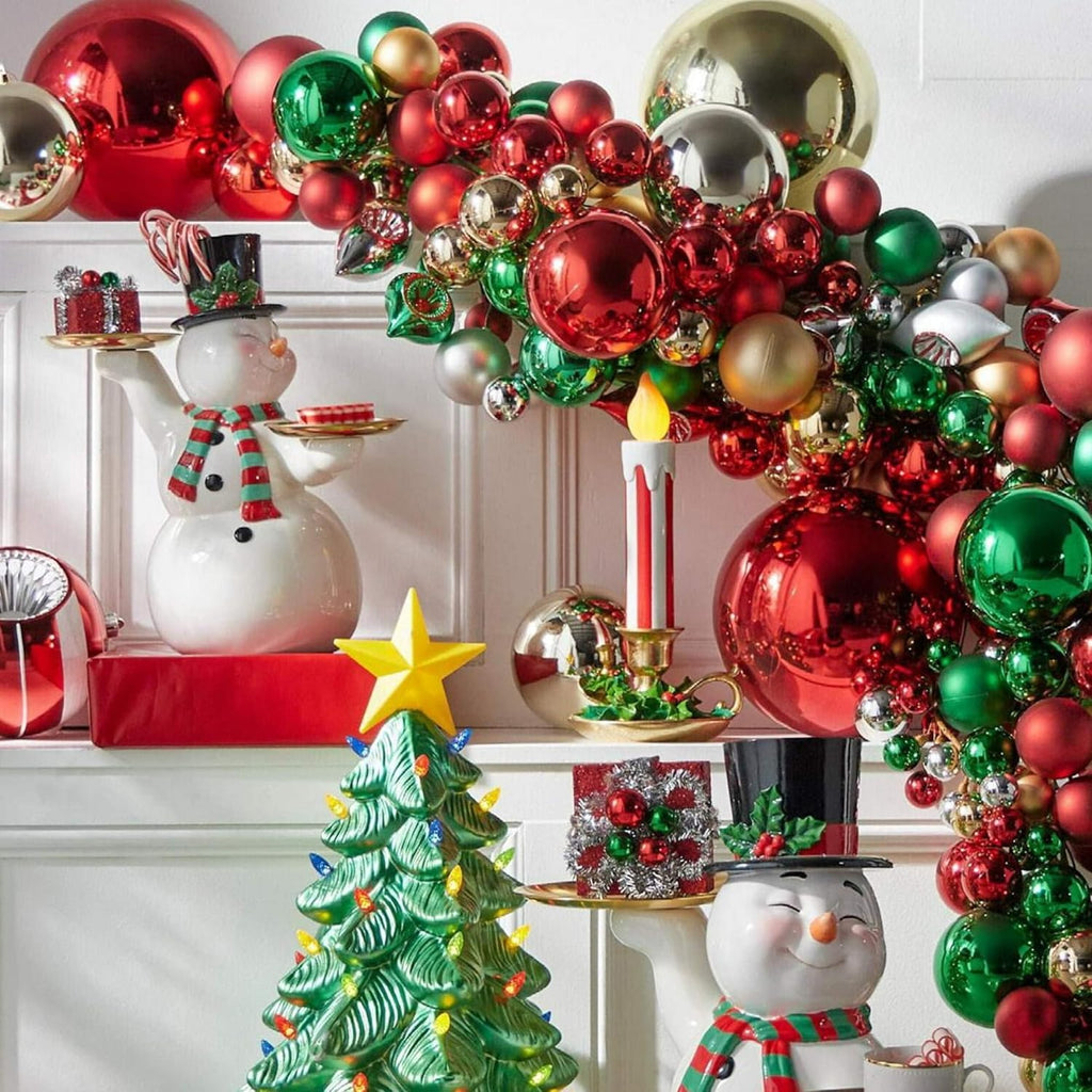 raz imports - 4' red plastic christmas ball, front angle view