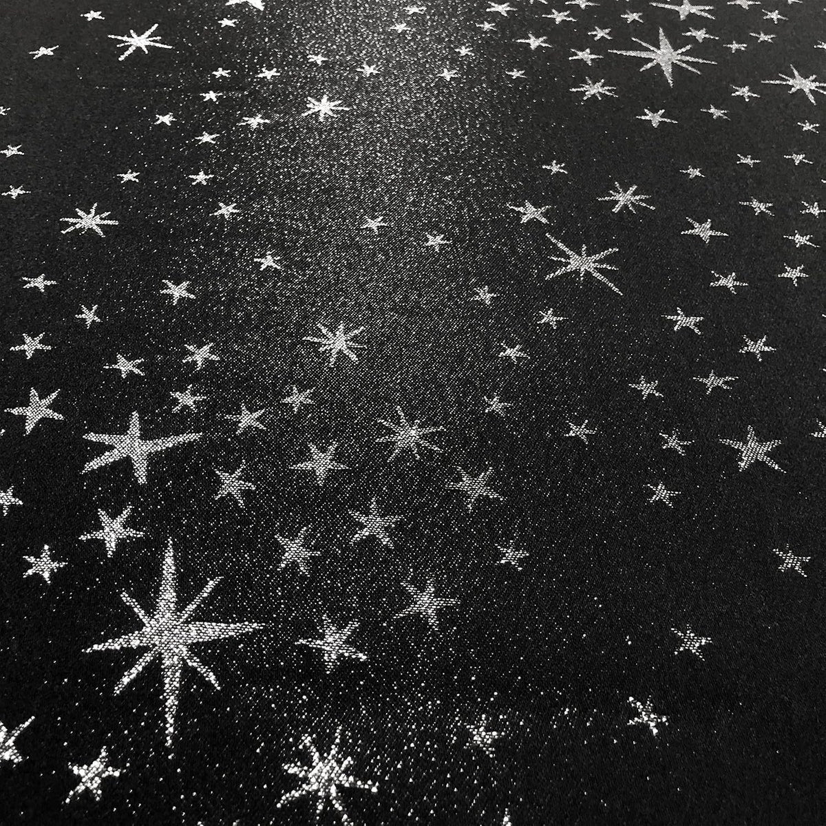 CAIT CHAPMAN HOME COLLECTION Shimmer Twinkling Stars Black Silver Metallic Wo...