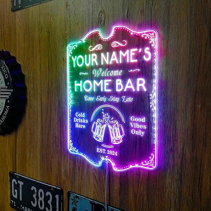 ADVPRO Personalized Your Name Home Bar RGB Dynamic Glam LED Sign - Cut-to-Edge Shape - Smart 3D Decoration - Multicolor Signage st06s32-fnd-p11b-tm-c