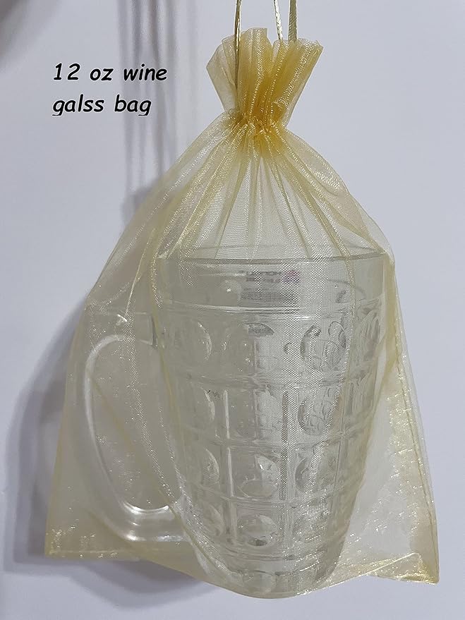 100pcs Gold Organza Gift Bags 6x9 Inch Mesh Drawstring Pouch Jewelry Bags for Wedding, Party, Birthday, Baby Shower