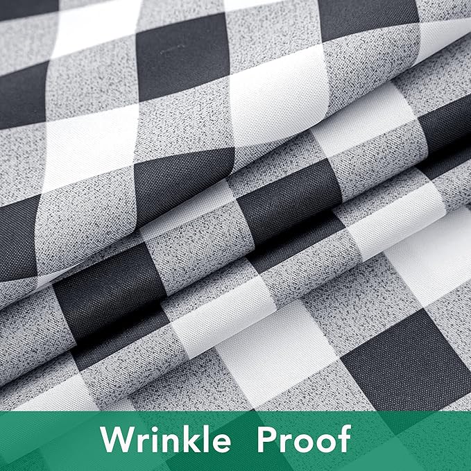 Biscaynebay Fabric Round Tablecloths 70", Black/Grey Scottish Plaid Table Cloth Small Circle Folding Table Covers Water Resistant for Dining, Kitchen, Wedding & Parties