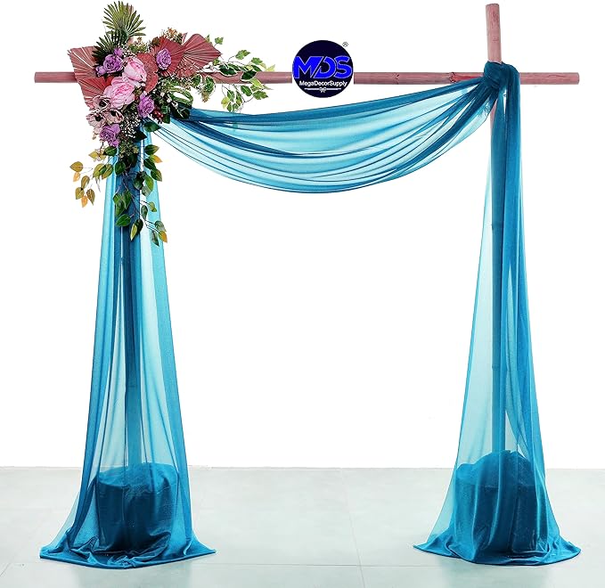 MDS Halloween Chiffon Draping Fabric - 2 Panel, 30" Wide x 20ft Long - Sheer Spooky Arbor & Canopy Drapery for Haunted House Backdrops, Party Ceilings, DIY Costumes & Themed Events - Dark Teal