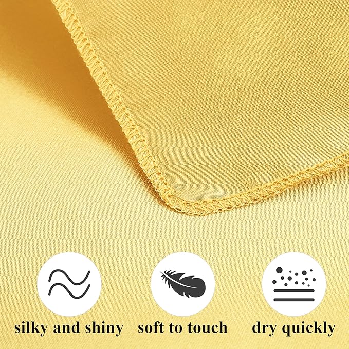 Aneco 12 Pieces Satin Napkin Square 20 x 20 Inches Dinner Napkins Weddings Party Napkin Soft Table Napkins for Romantic Weddings Party Dinner Decoration (Gold)