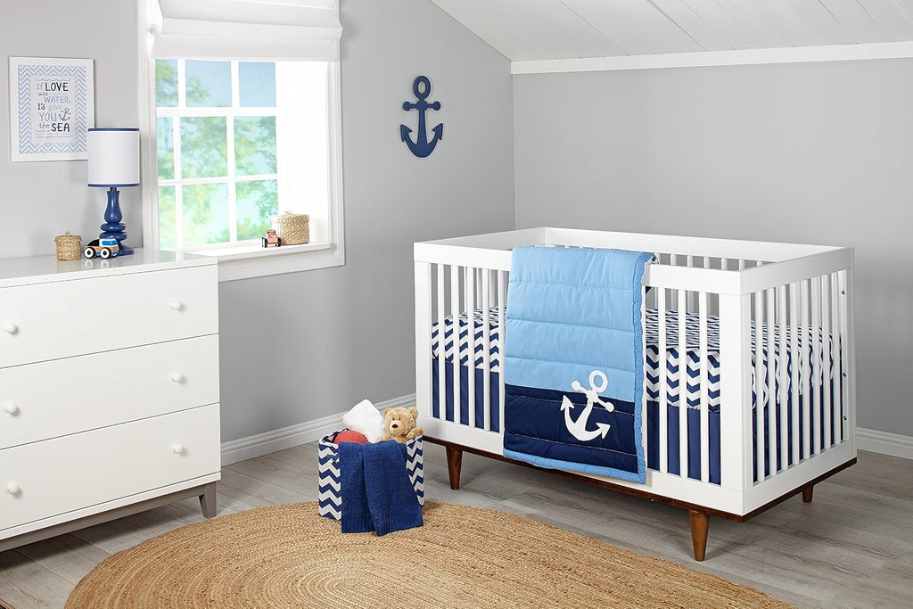 NoJo Little Love Separates Collection Anchor Shaped Wall Art, Navy (Pack of 2)