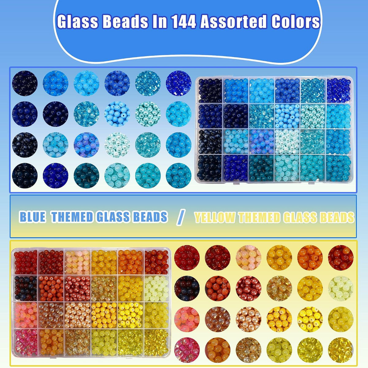 JULIMAIDONG 6mm 144Color Glass Beads for Bracelets Jewelry Making Kits