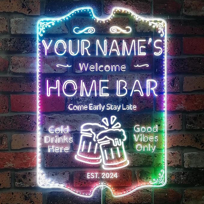 ADVPRO Personalized Your Name Home Bar RGB Dynamic Glam LED Sign - Cut-to-Edge Shape - Smart 3D Decoration - Multicolor Signage st06s86-fnd-p11a-tm-c