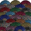 Geetery 30 Pcs Folding Hand Fan for Line Dancing Spanish Boots on The Ground Fans Gifts Bulk Colorful Silk Popping Rave for Women Tea Party Wedding Church Halloween Costume(Embroidery,Vintage Colors)