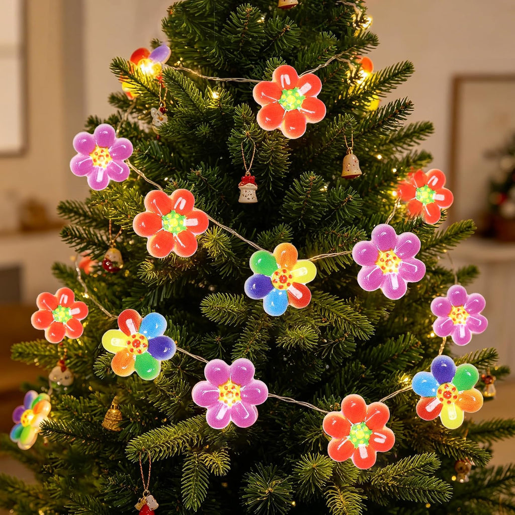 Impress Life Flower Lights 10FT 30LEDs, Floral String Lights with Remote & Timer, Battery Operated & USB Powered Fairy String Lights for Indoor Outdoor Garden Decor Bedroom Wedding Party Decoration