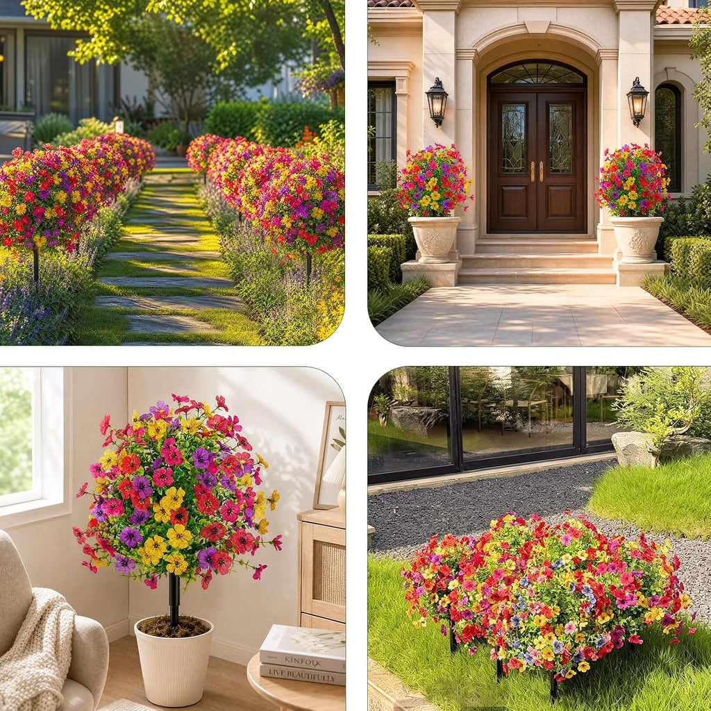 22 inch artificial flowers and shrubs with stakes on a desk or shelf