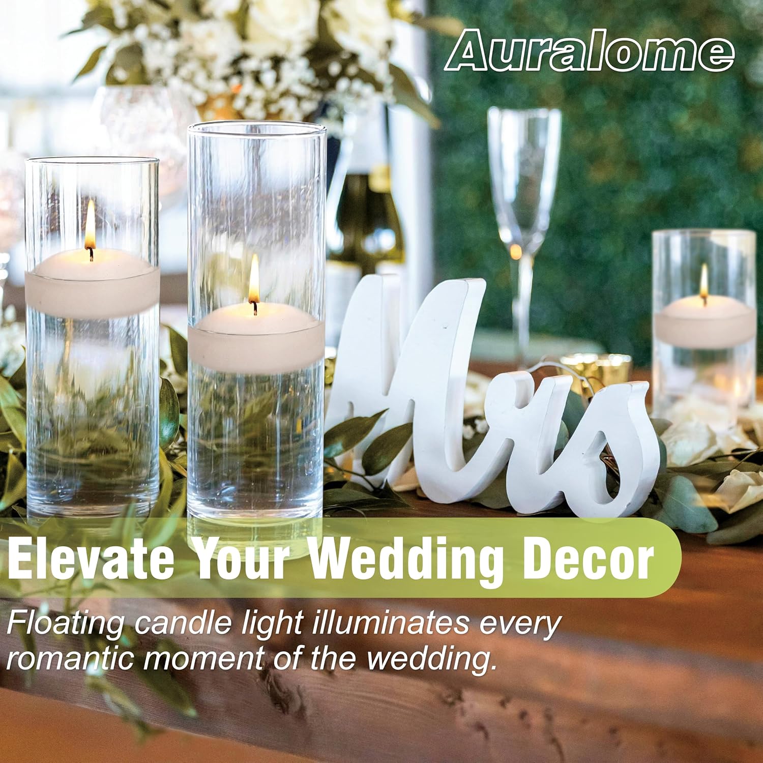 Floating Candles 3-Inch - Large White 12 Pack 8-10 Hour Slow Burn | Unscented Dripless Non Toxic Odorless Real Wax Wedding Centerpieces